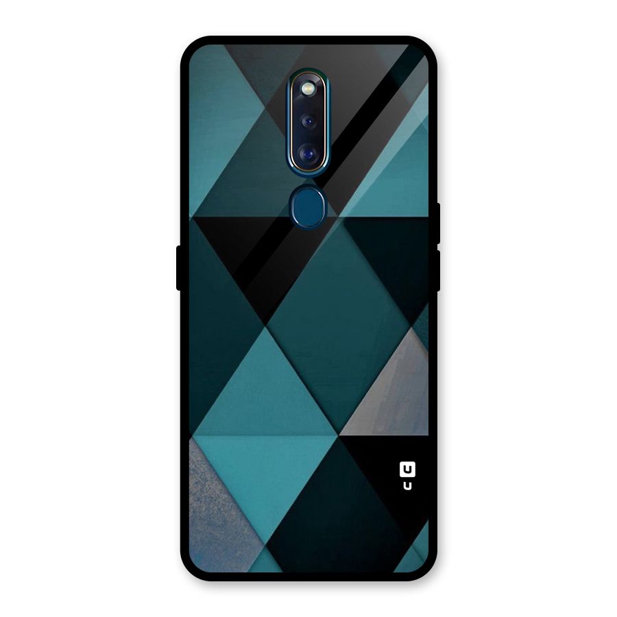 Green Black Shapes Glass Back Case for Oppo F11 Pro