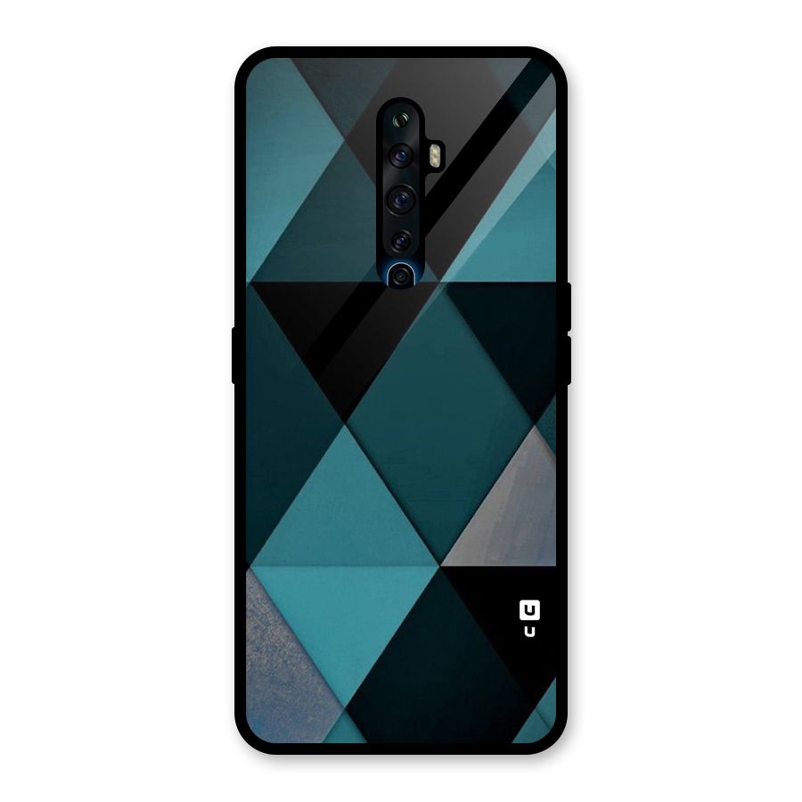 Green Black Shapes Glass Back Case for Oppo Reno2 F