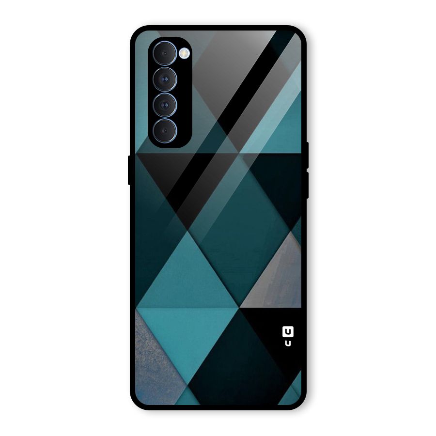Green Black Shapes Glass Back Case for Oppo Reno4 Pro