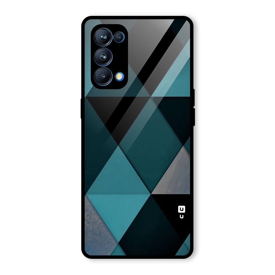 Green Black Shapes Glass Back Case for Oppo Reno5 Pro 5G