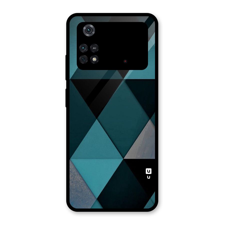 Green Black Shapes Glass Back Case for Poco M4 Pro 4G