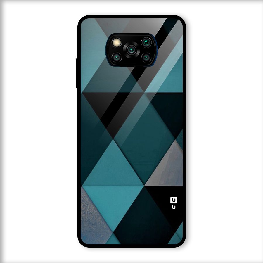 Green Black Shapes Glass Back Case for Poco X3