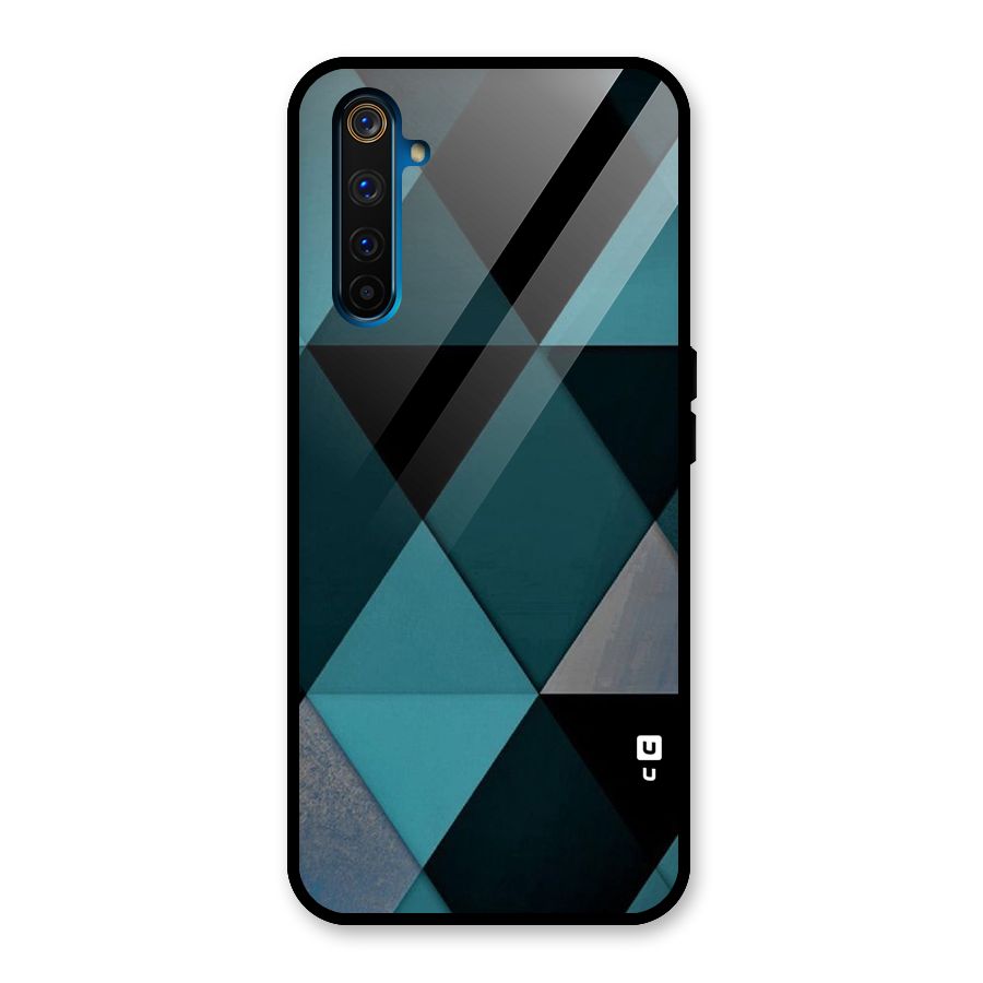 Green Black Shapes Glass Back Case for Realme 6 Pro
