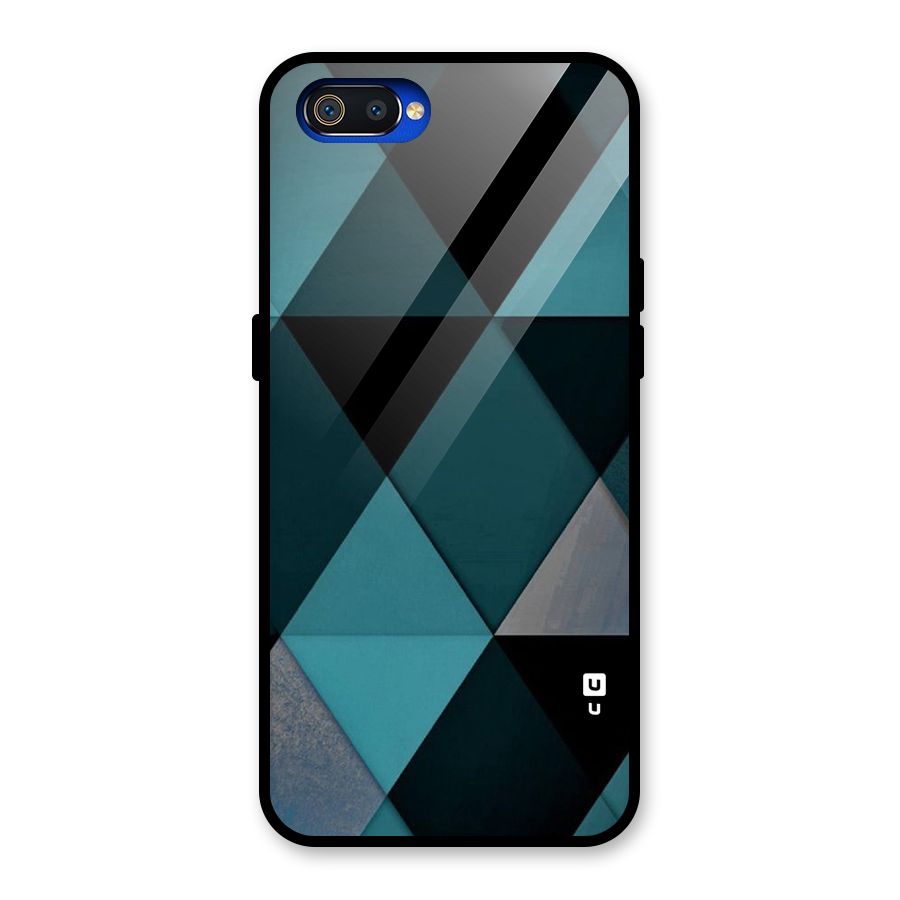 Green Black Shapes Glass Back Case for Realme C2