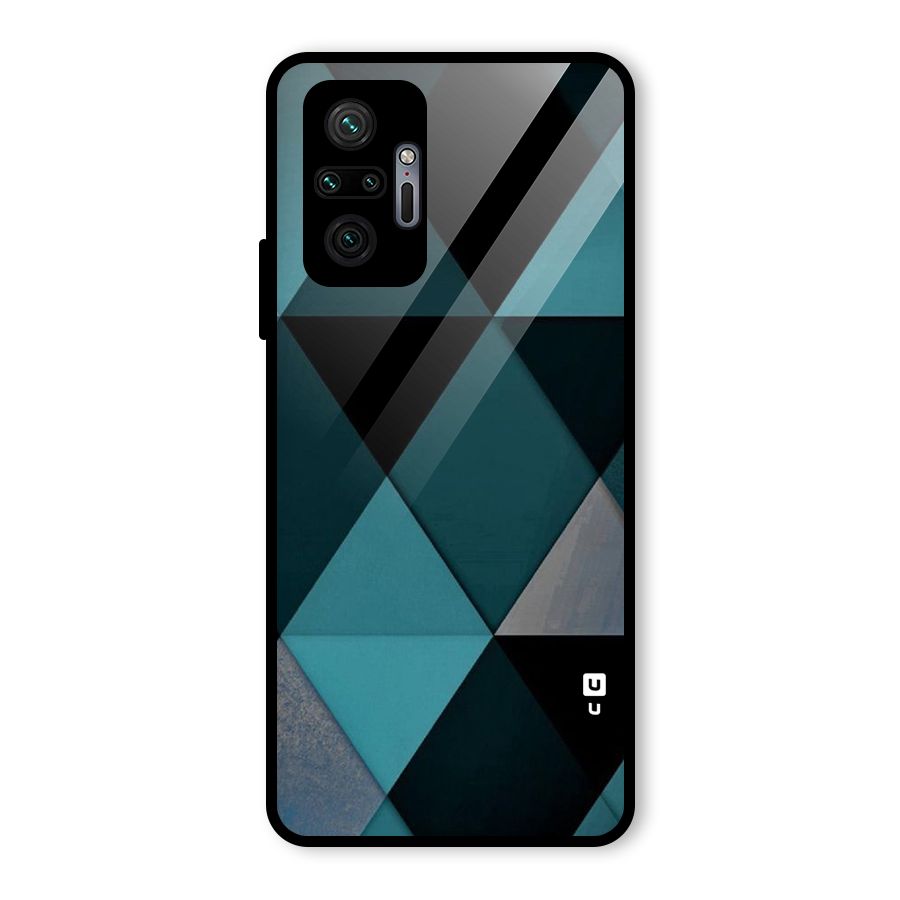 Green Black Shapes Glass Back Case for Redmi Note 10 Pro