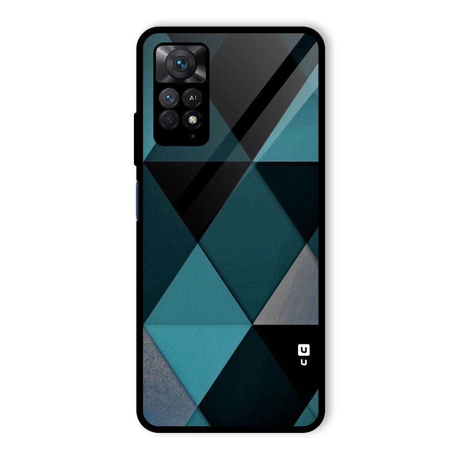 Green Black Shapes Glass Back Case for Redmi Note 11 Pro
