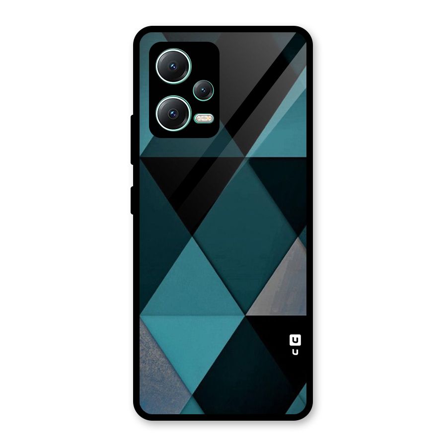 Green Black Shapes Glass Back Case for Redmi Note 12 5G