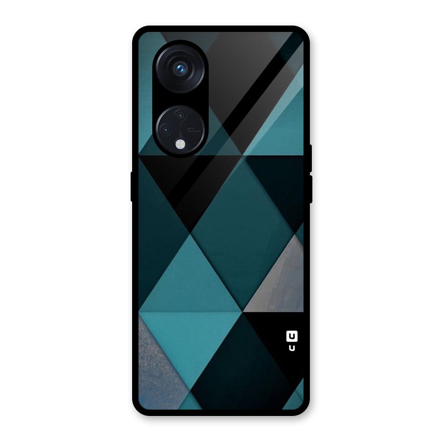 Green Black Shapes Glass Back Case for Reno8 T 5G