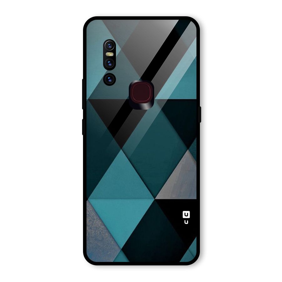 Green Black Shapes Glass Back Case for Vivo V15