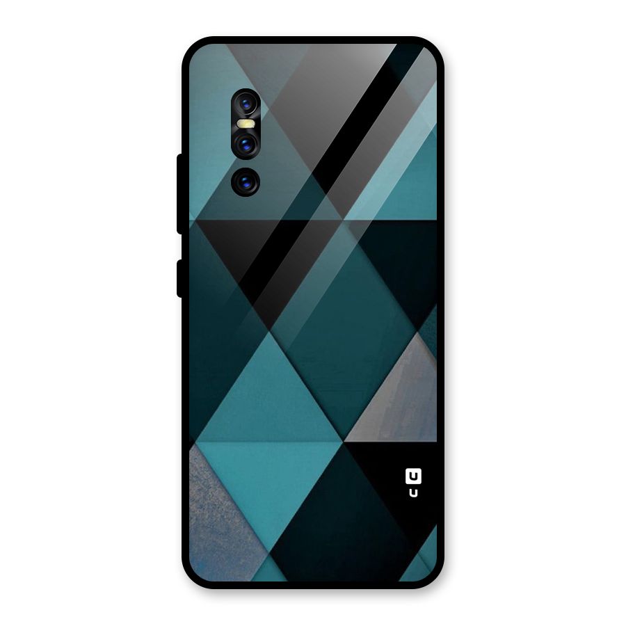 Green Black Shapes Glass Back Case for Vivo V15 Pro