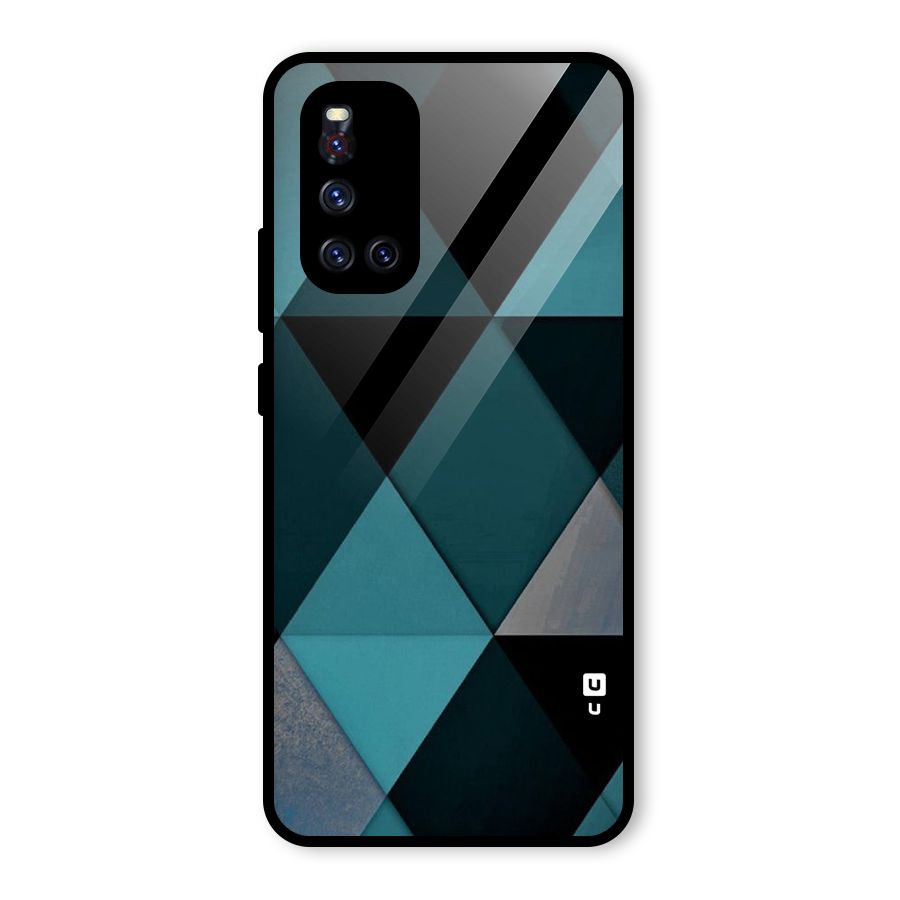 Green Black Shapes Glass Back Case for Vivo V19