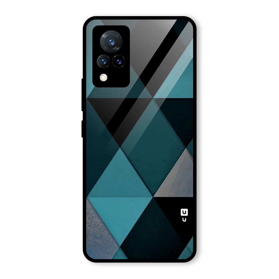Green Black Shapes Glass Back Case for Vivo V21 5G