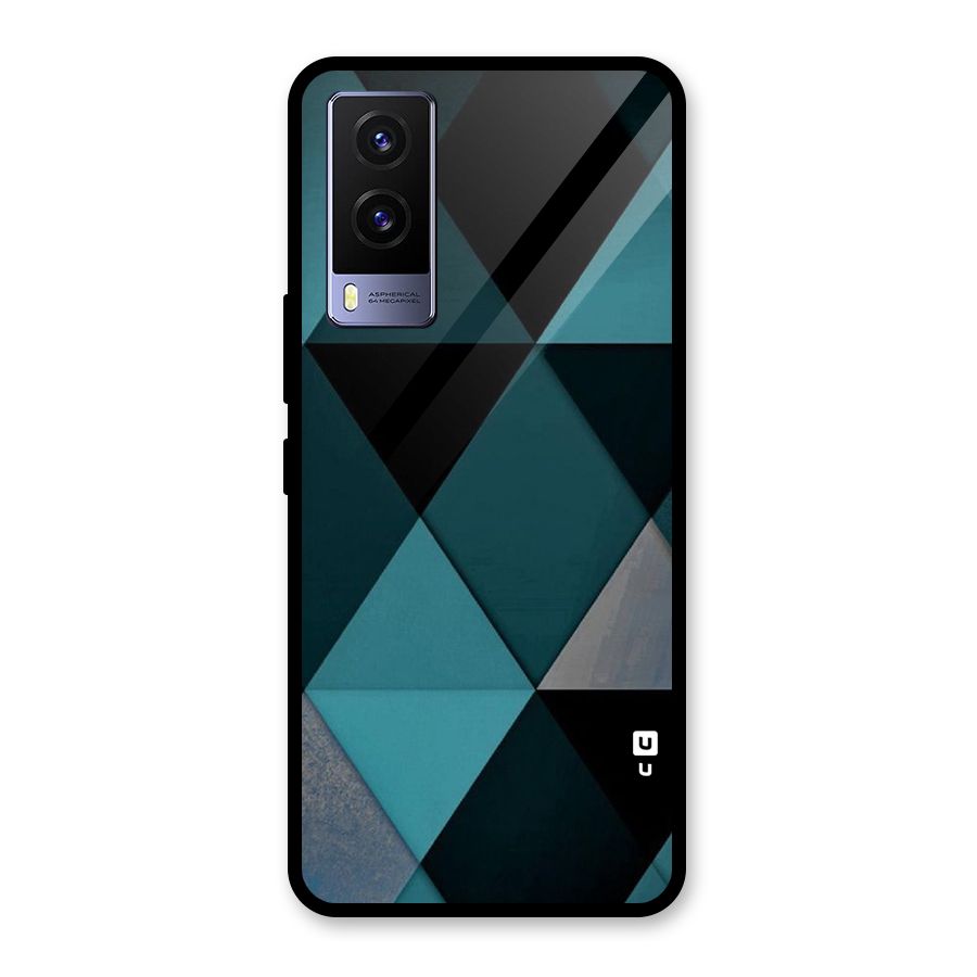Green Black Shapes Glass Back Case for Vivo V21e 5G