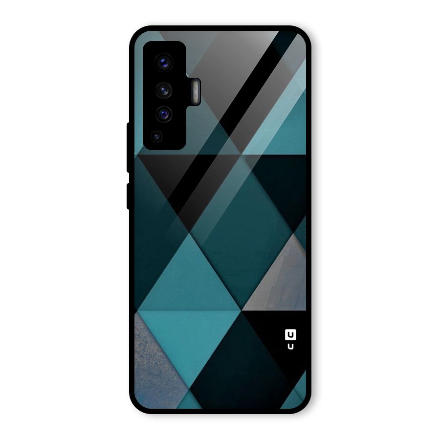 Green Black Shapes Glass Back Case for Vivo X50