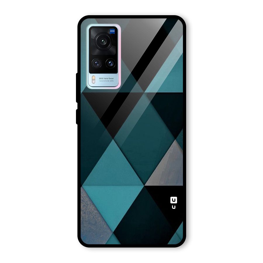 Green Black Shapes Glass Back Case for Vivo X60