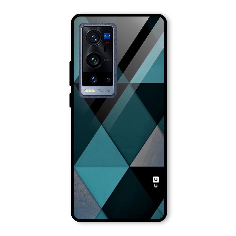 Green Black Shapes Glass Back Case for Vivo X60 Pro Plus