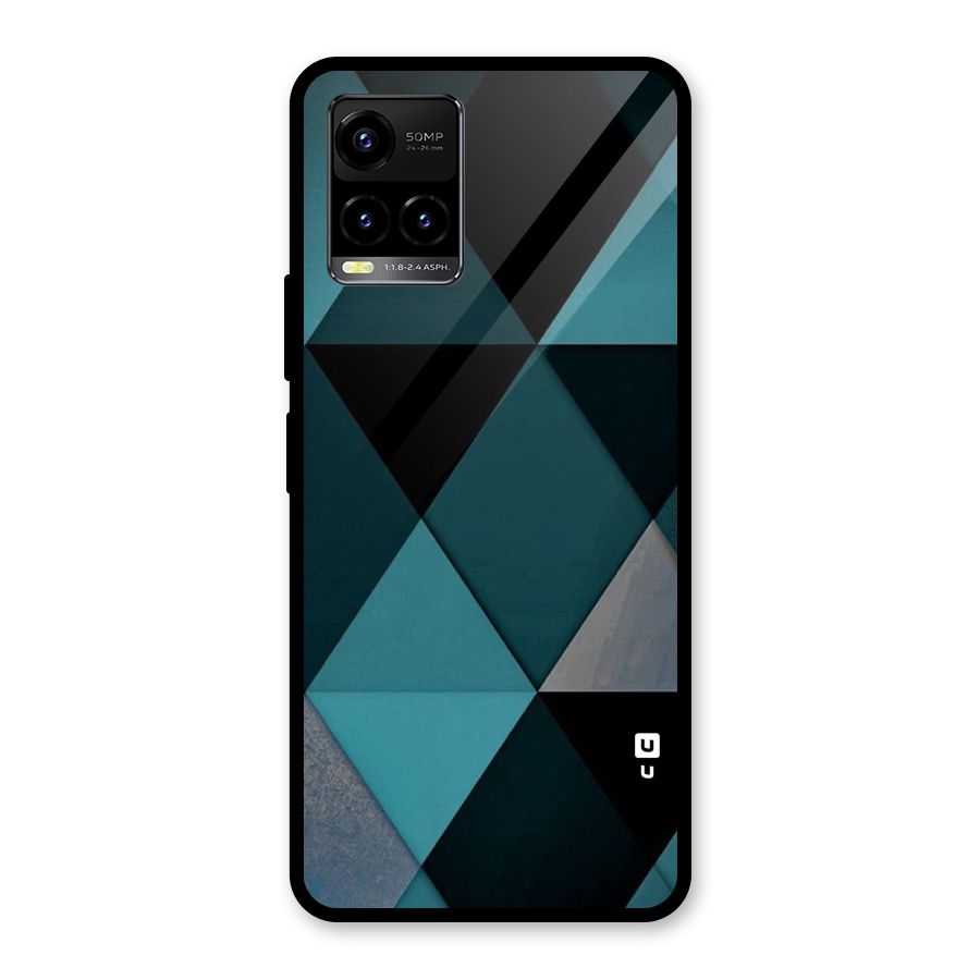 Green Black Shapes Glass Back Case for Vivo Y21T