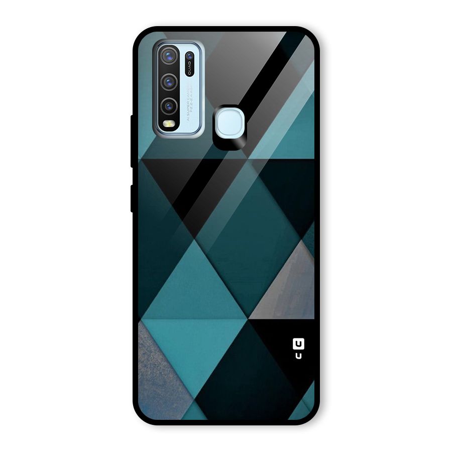 Green Black Shapes Glass Back Case for Vivo Y30