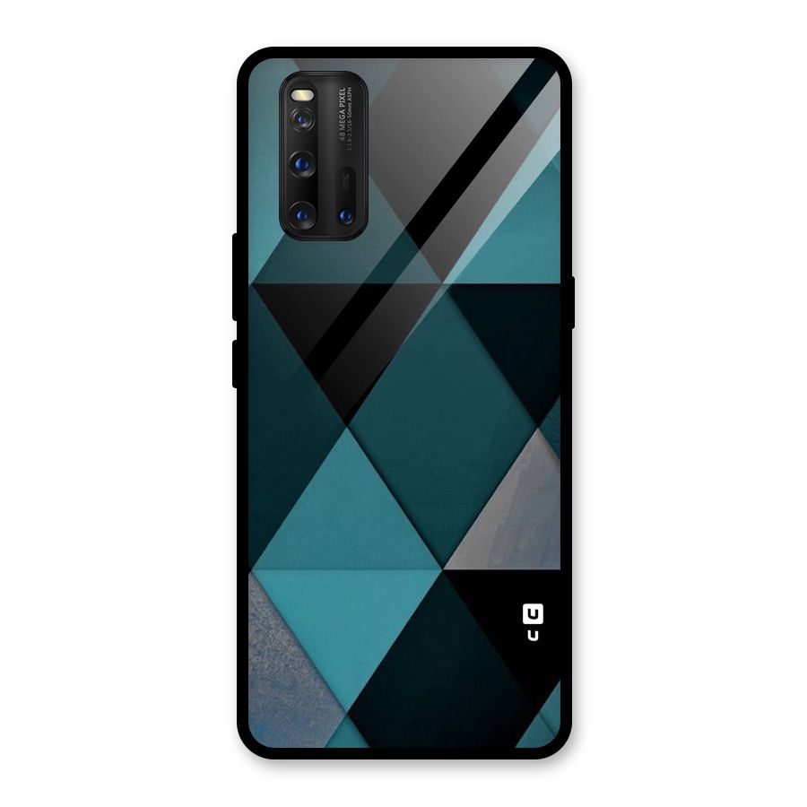 Green Black Shapes Glass Back Case for Vivo iQOO 3