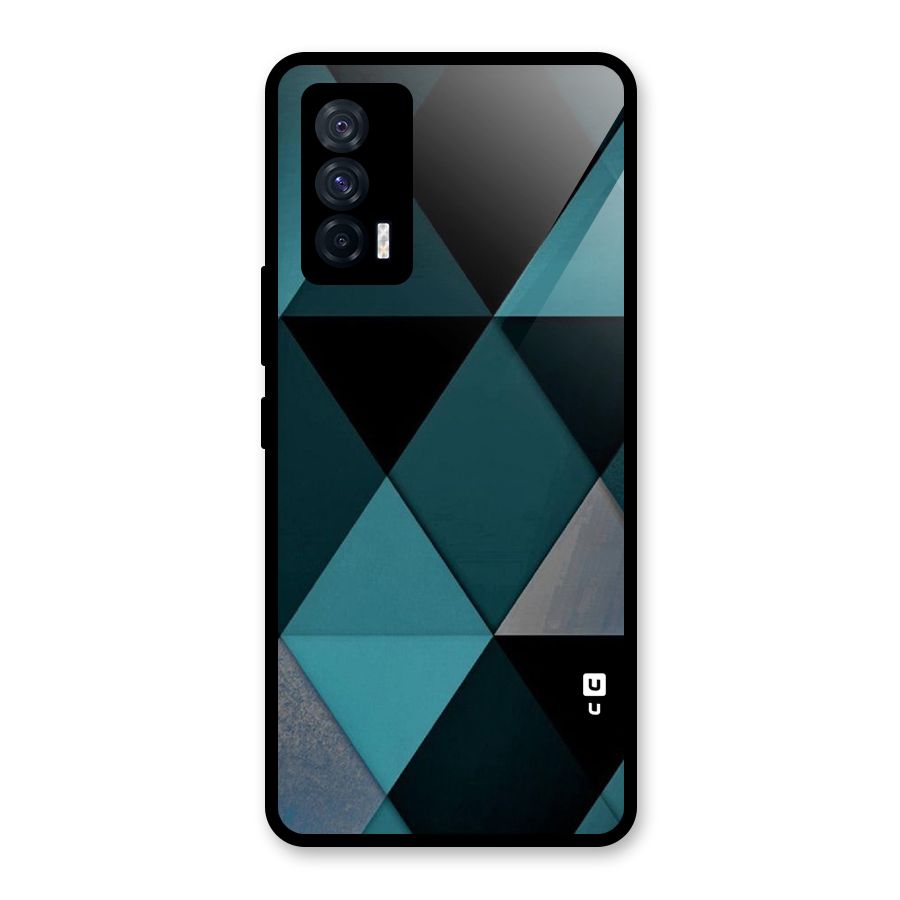 Green Black Shapes Glass Back Case for Vivo iQOO 7 5G