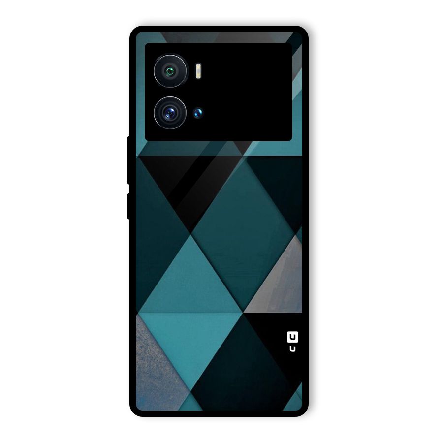 Green Black Shapes Glass Back Case for Vivo iQOO 9 Pro