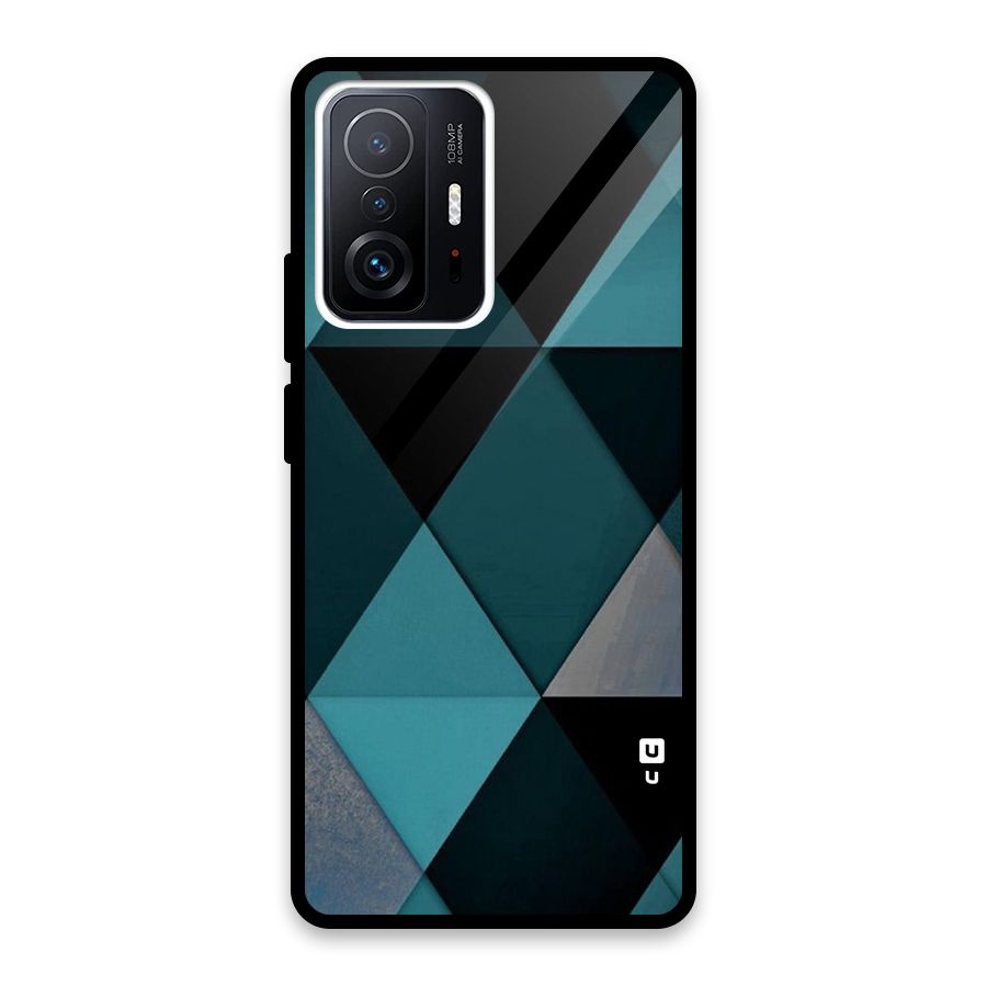 Green Black Shapes Glass Back Case for Xiaomi 11T Pro