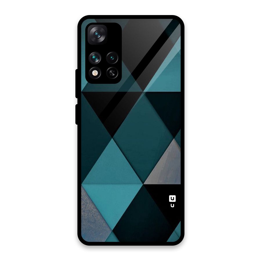 Green Black Shapes Glass Back Case for Xiaomi 11i HyperCharge 5G