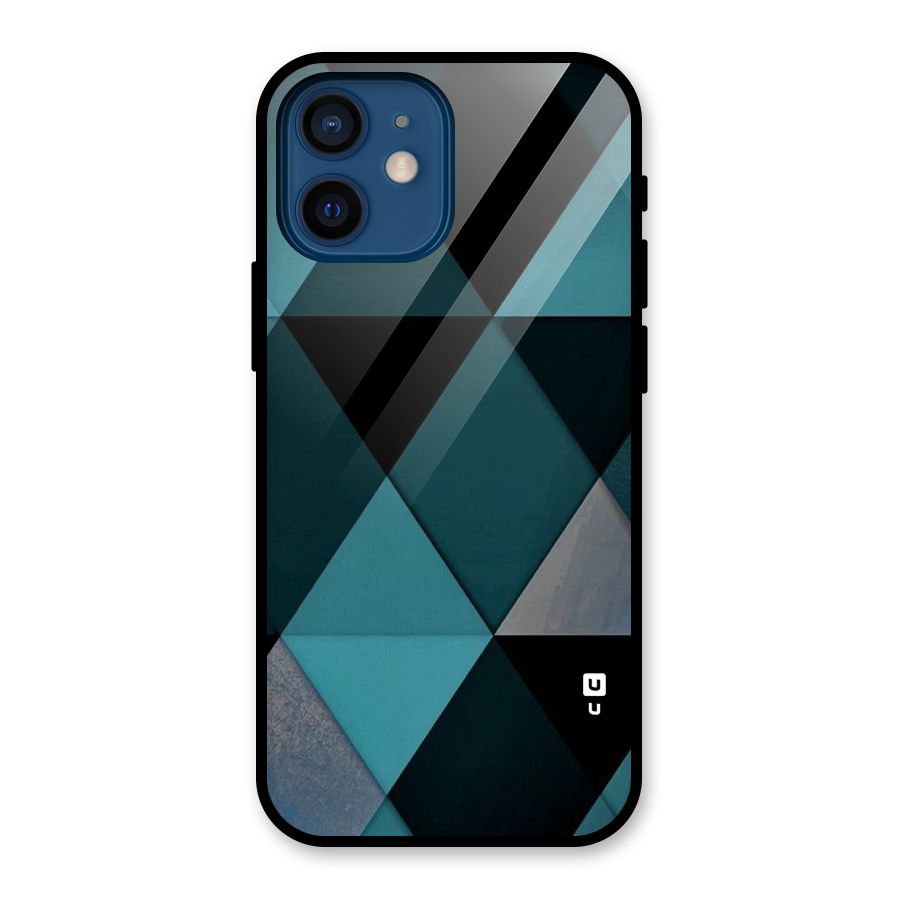 Green Black Shapes Glass Back Case for iPhone 12 Mini