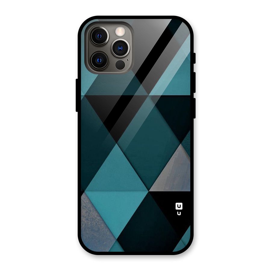 Green Black Shapes Glass Back Case for iPhone 12 Pro