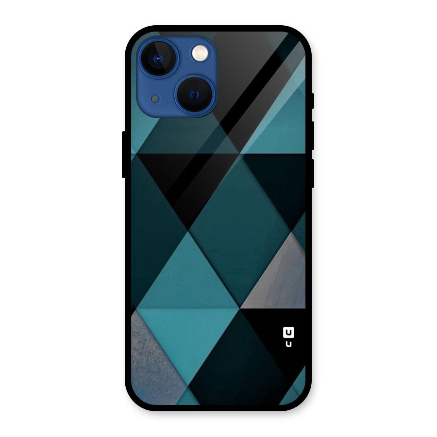 Green Black Shapes Glass Back Case for iPhone 13 Mini