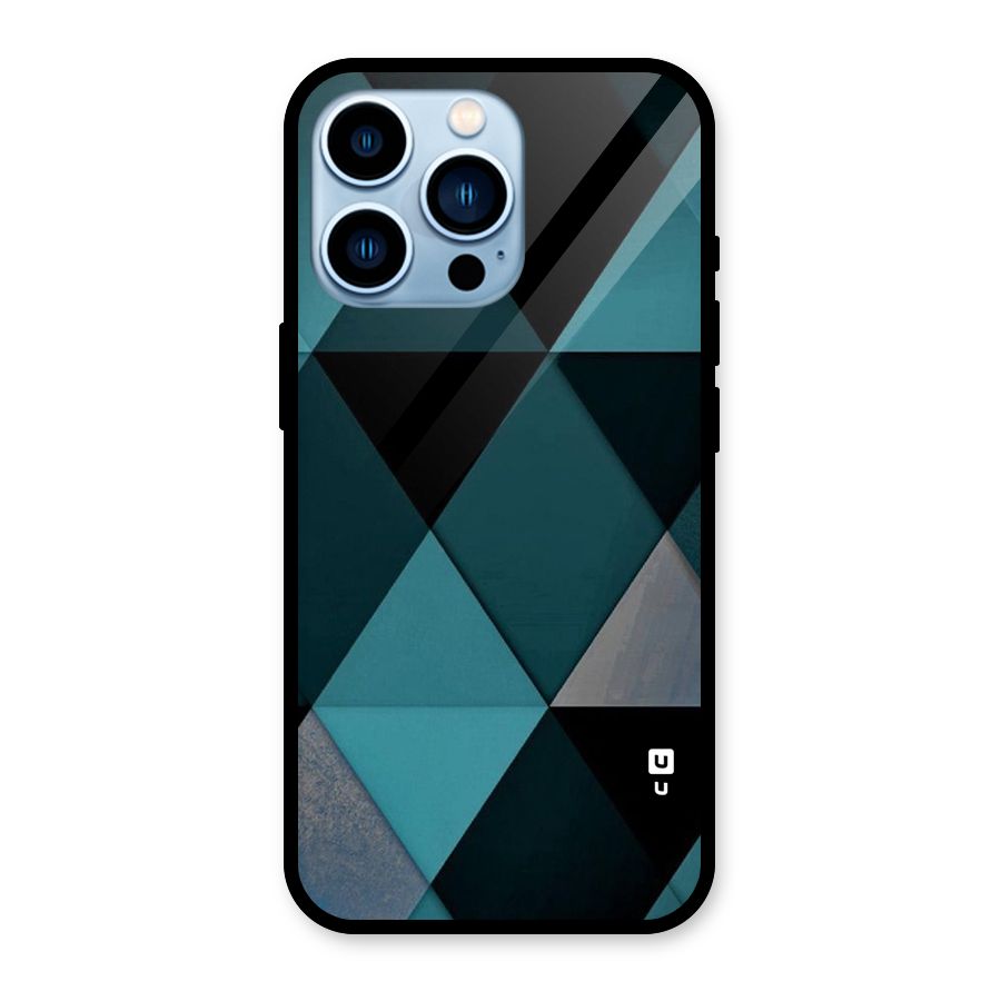 Green Black Shapes Glass Back Case for iPhone 13 Pro