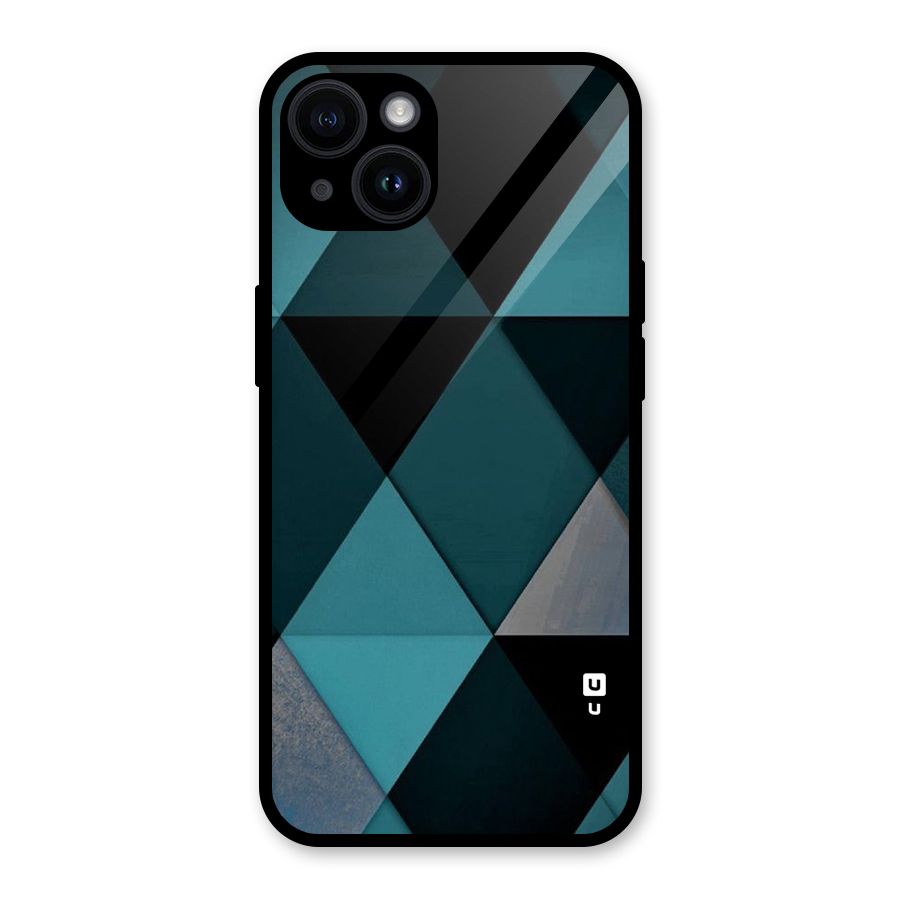Green Black Shapes Glass Back Case for iPhone 14