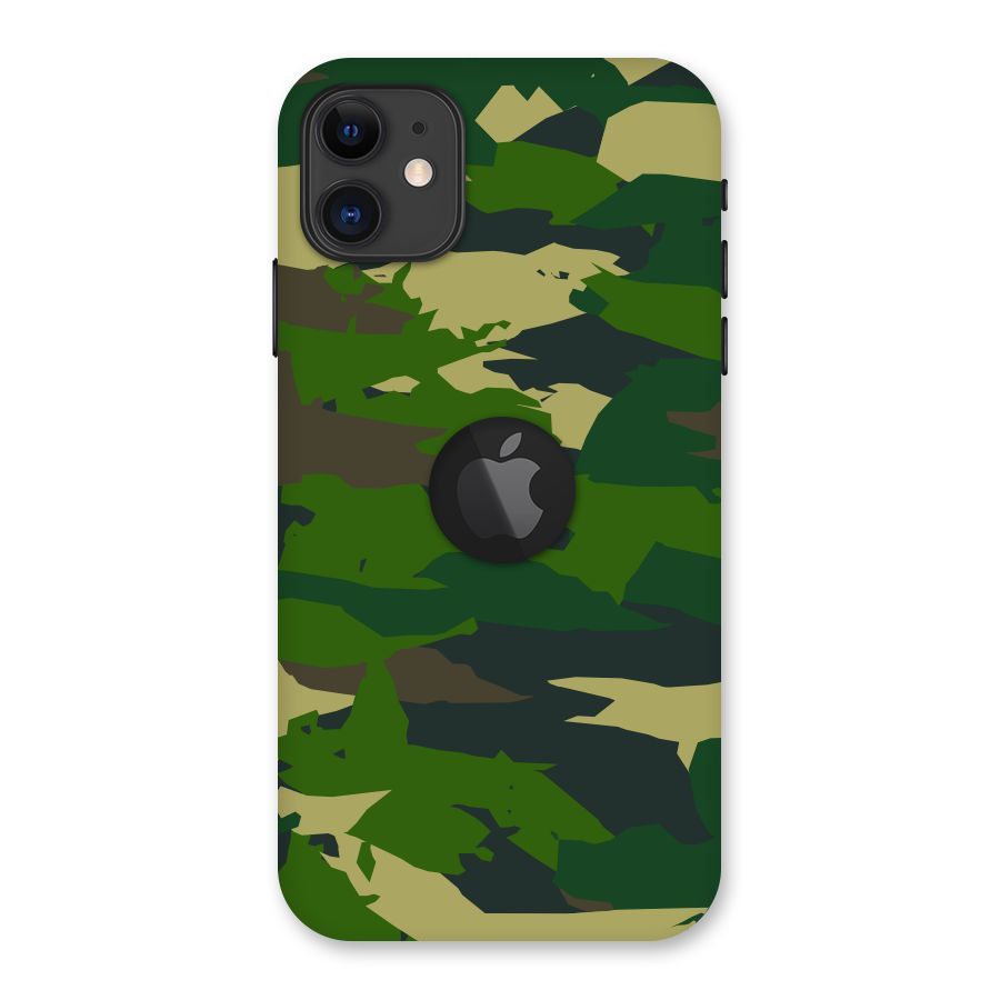 Green Camouflage Army Back Case for iPhone 11 Logo Cut