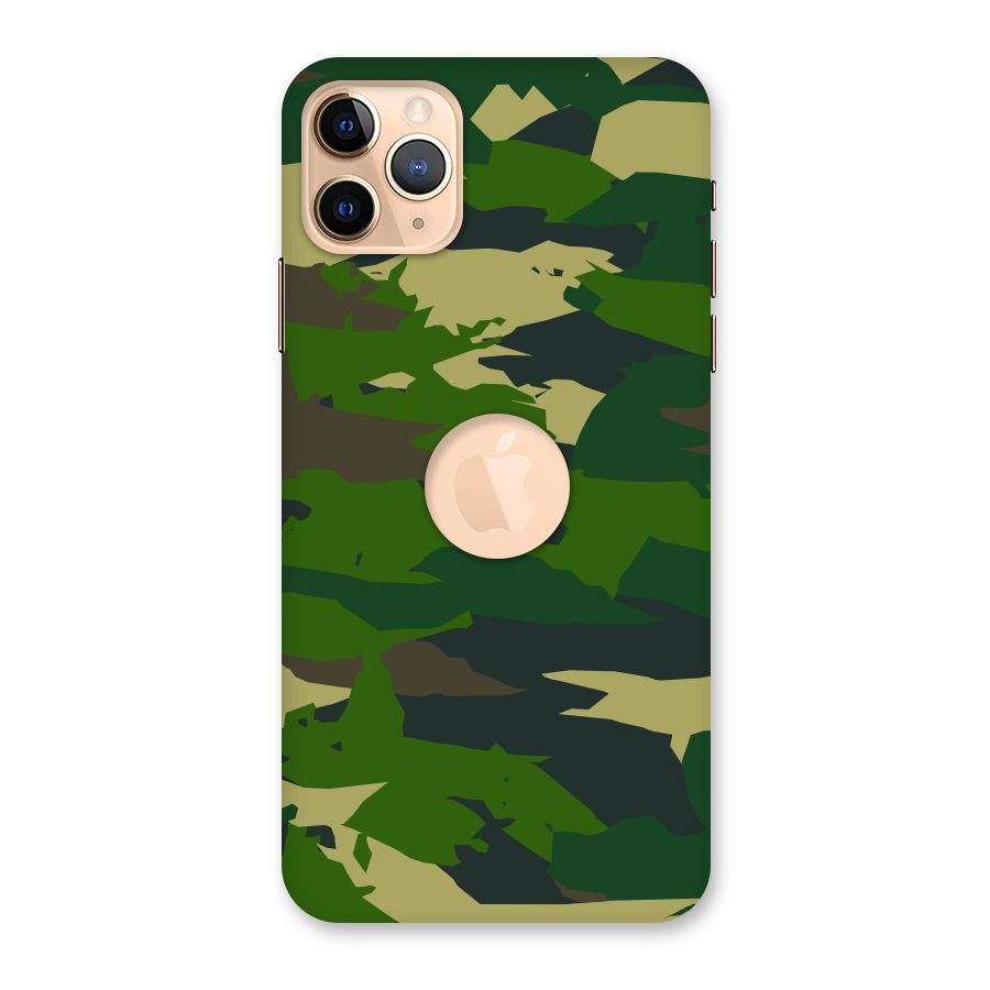 Green Camouflage Army Back Case for iPhone 11 Pro Max Logo Cut