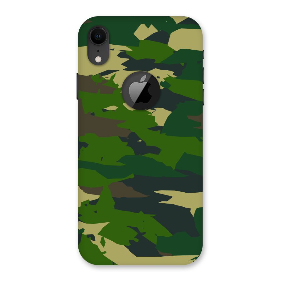 Green Camouflage Army Back Case for iPhone XR Logo Cut