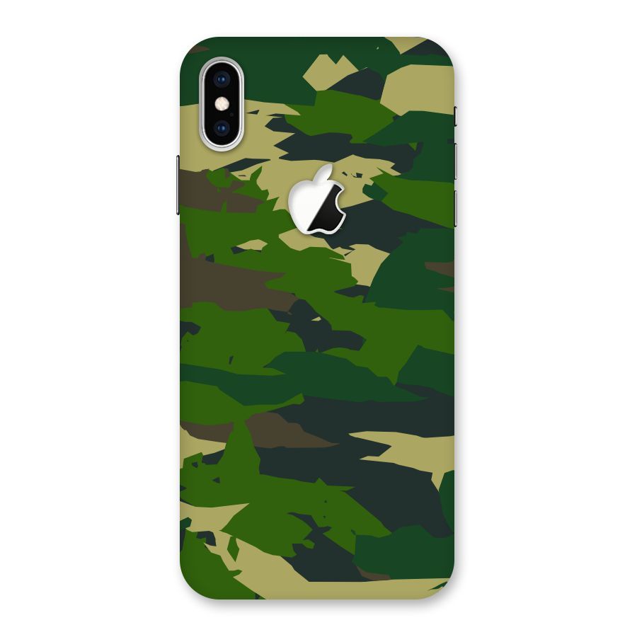 Green Camouflage Army Back Case for iPhone XS Max Apple Cut