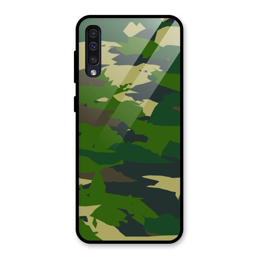 Green Camouflage Army Glass Back Case for Galaxy A50