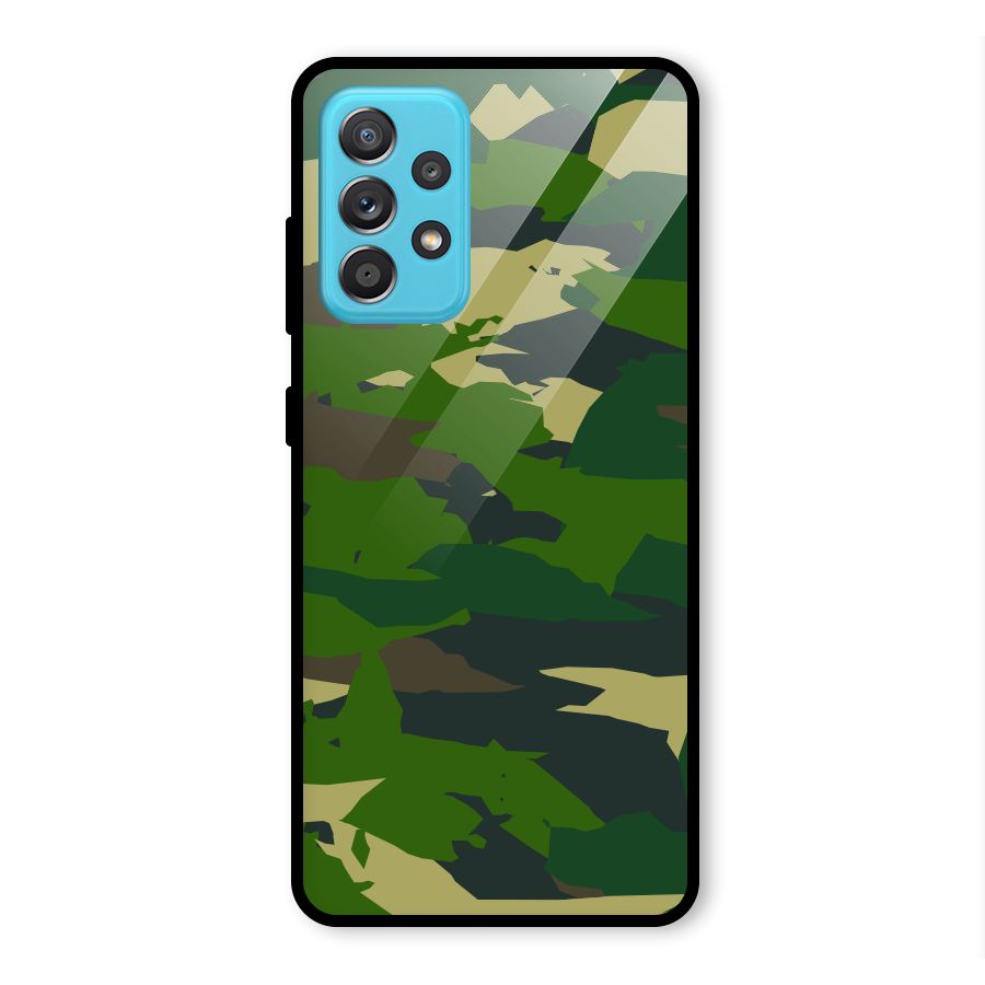 Green Camouflage Army Glass Back Case for Galaxy A52