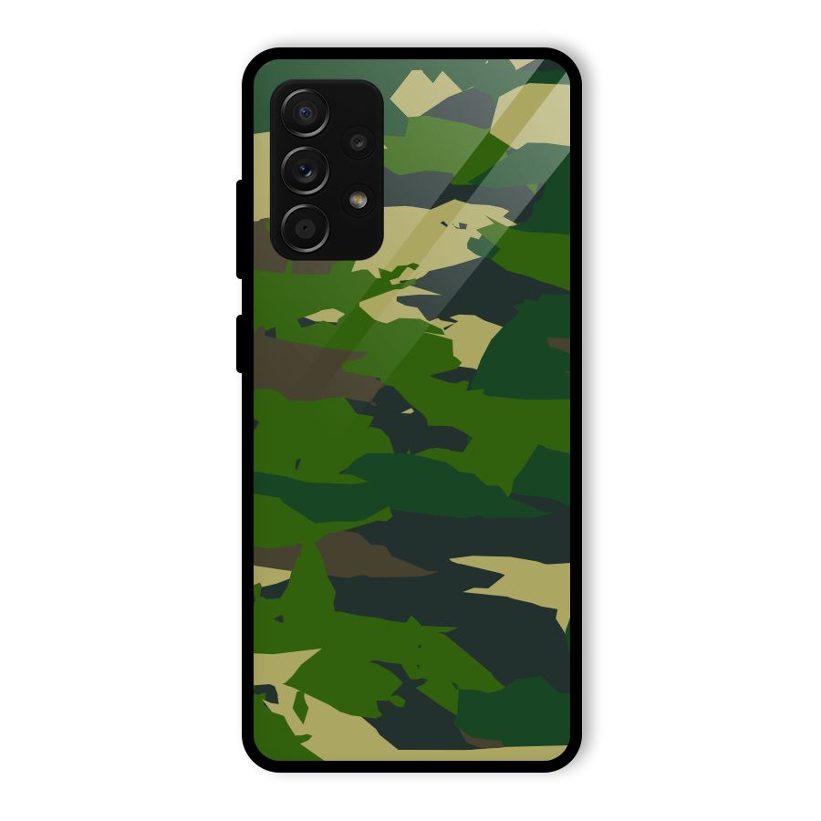 Green Camouflage Army Glass Back Case for Galaxy A53 5G