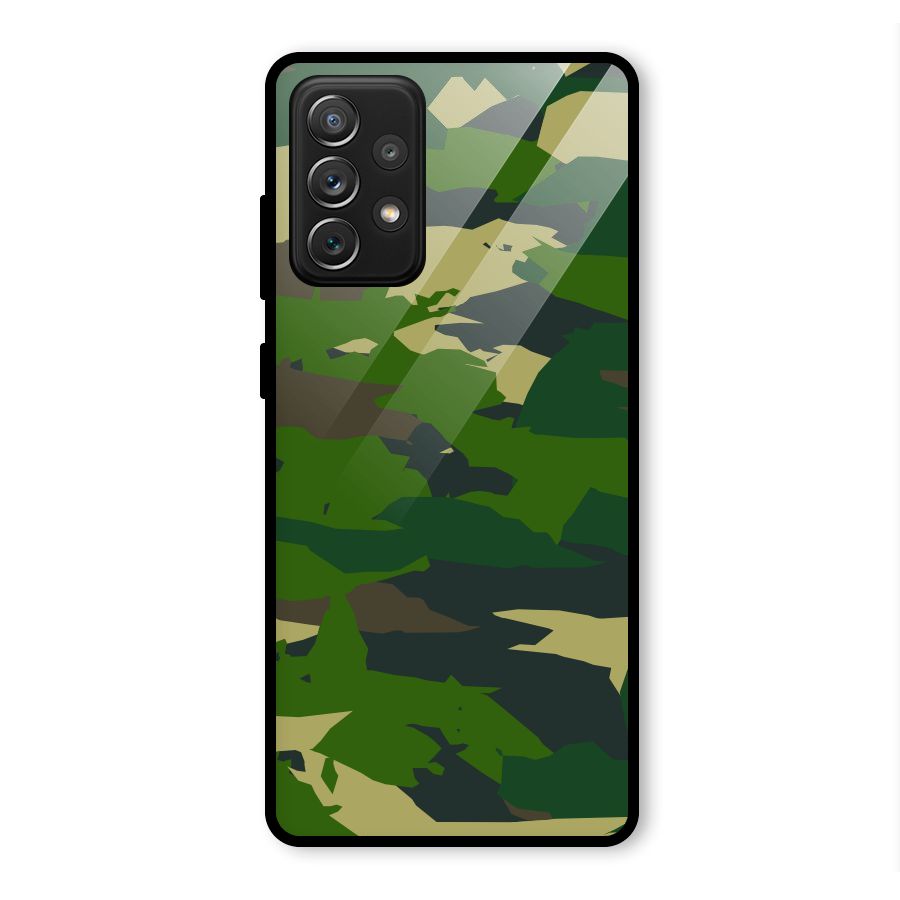 Green Camouflage Army Glass Back Case for Galaxy A72