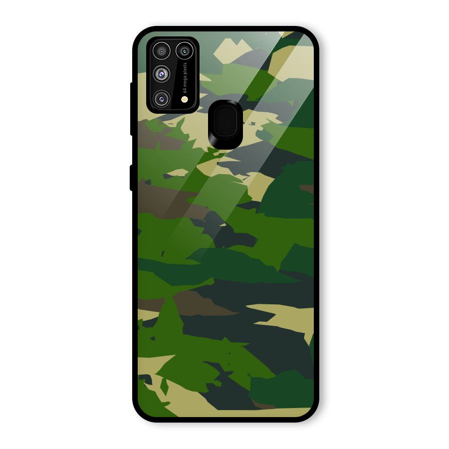 Green Camouflage Army Glass Back Case for Galaxy M31