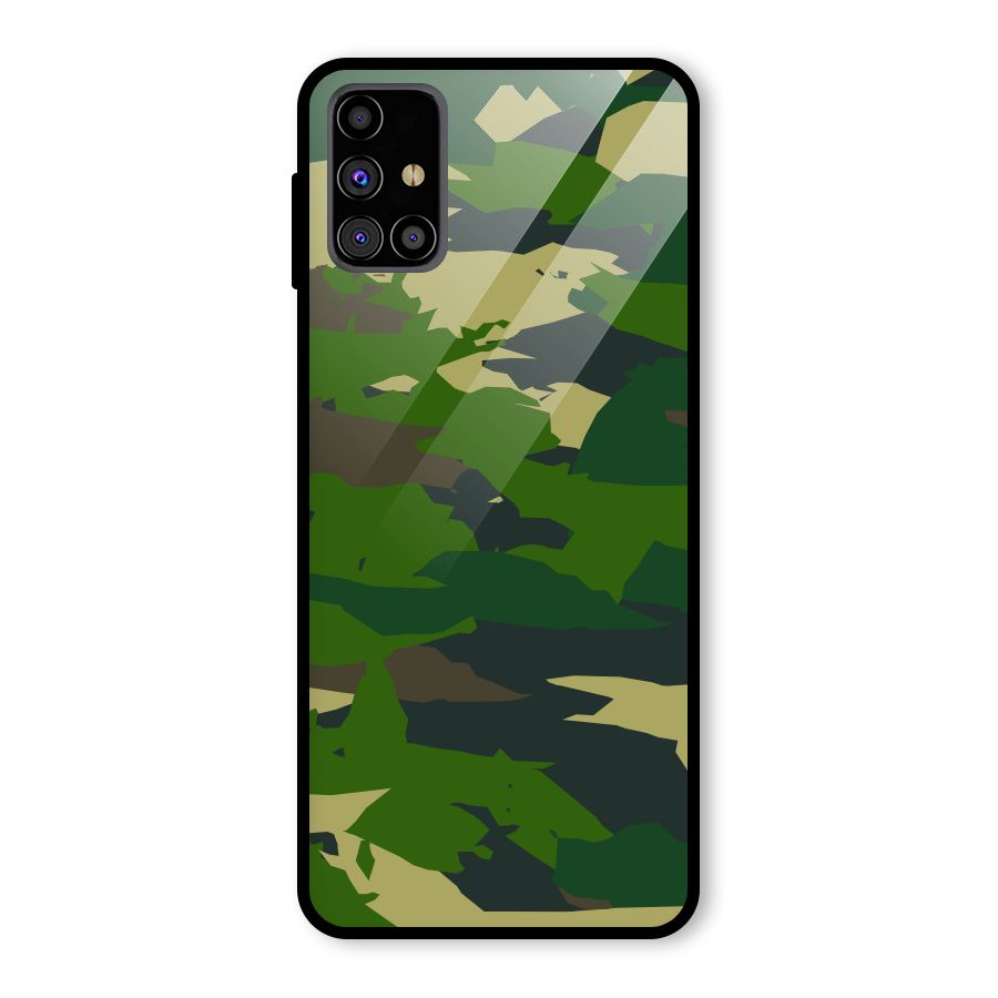 Green Camouflage Army Glass Back Case for Galaxy M31s