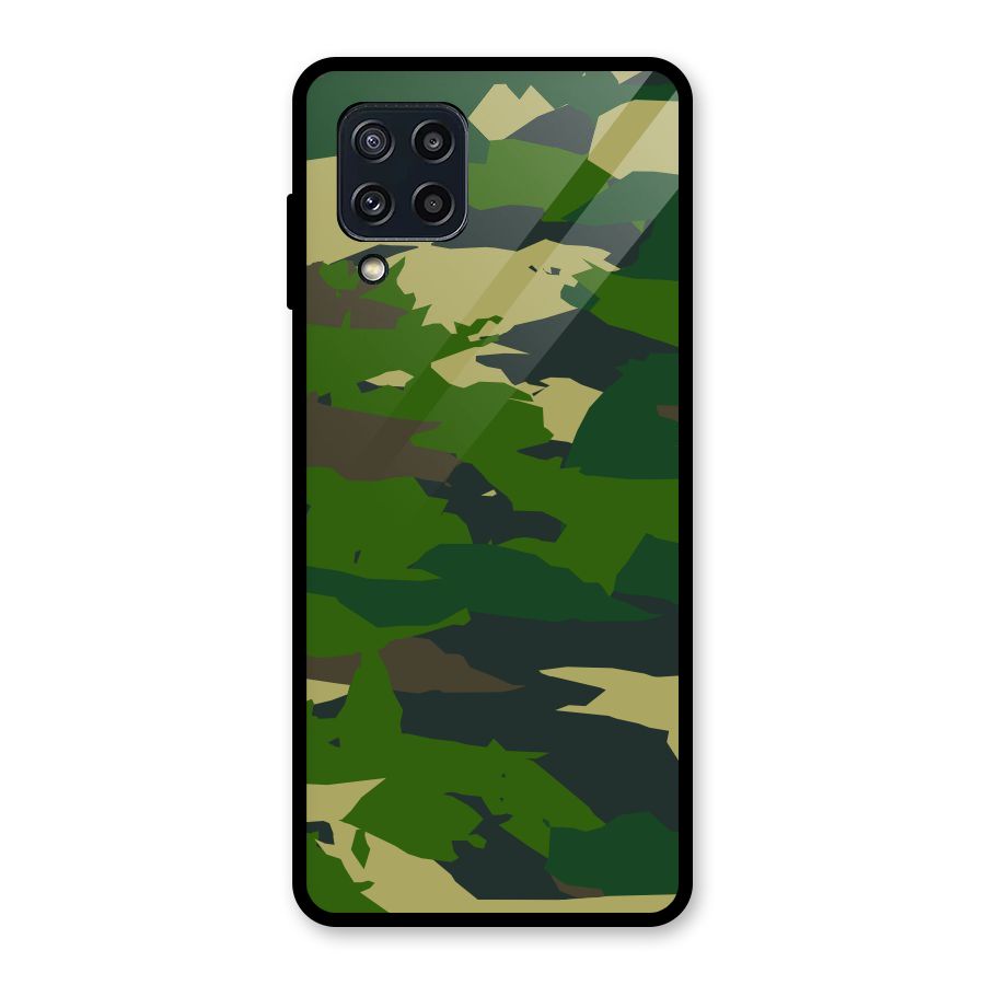 Green Camouflage Army Glass Back Case for Galaxy M32