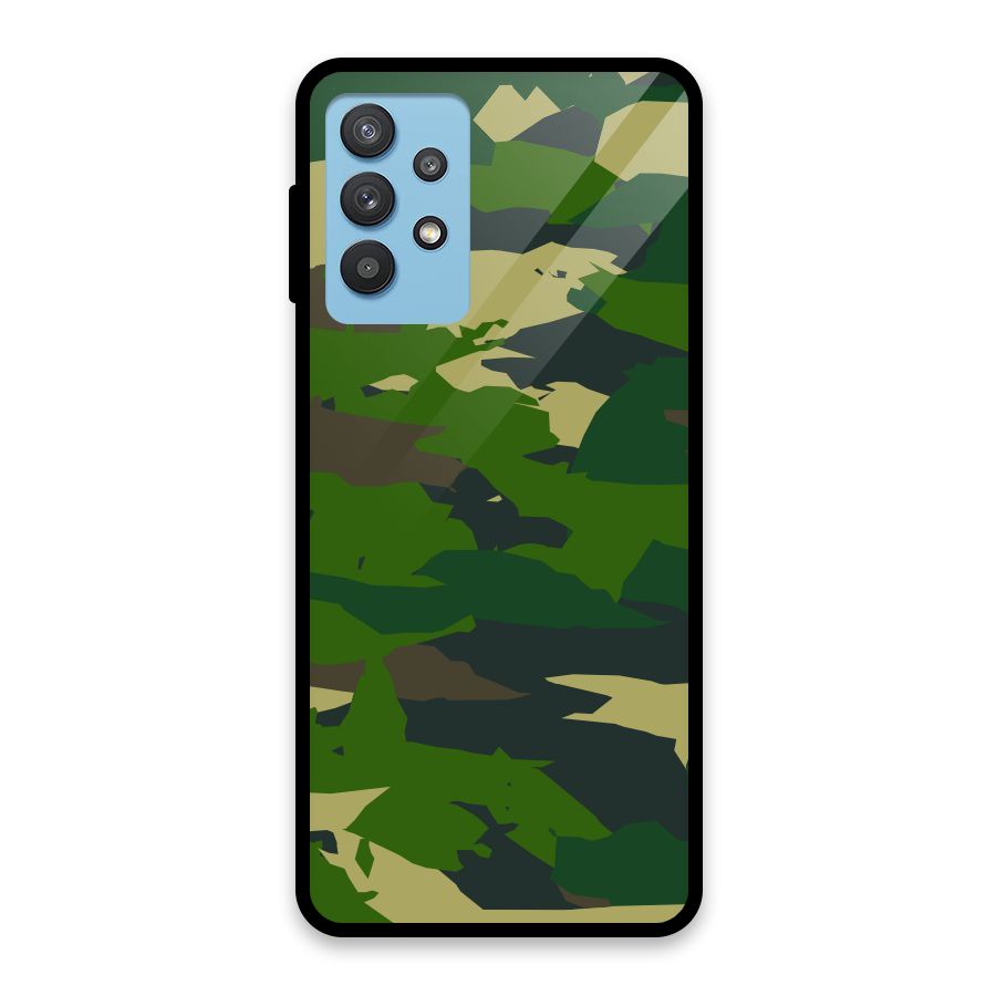 Green Camouflage Army Glass Back Case for Galaxy M32 5G