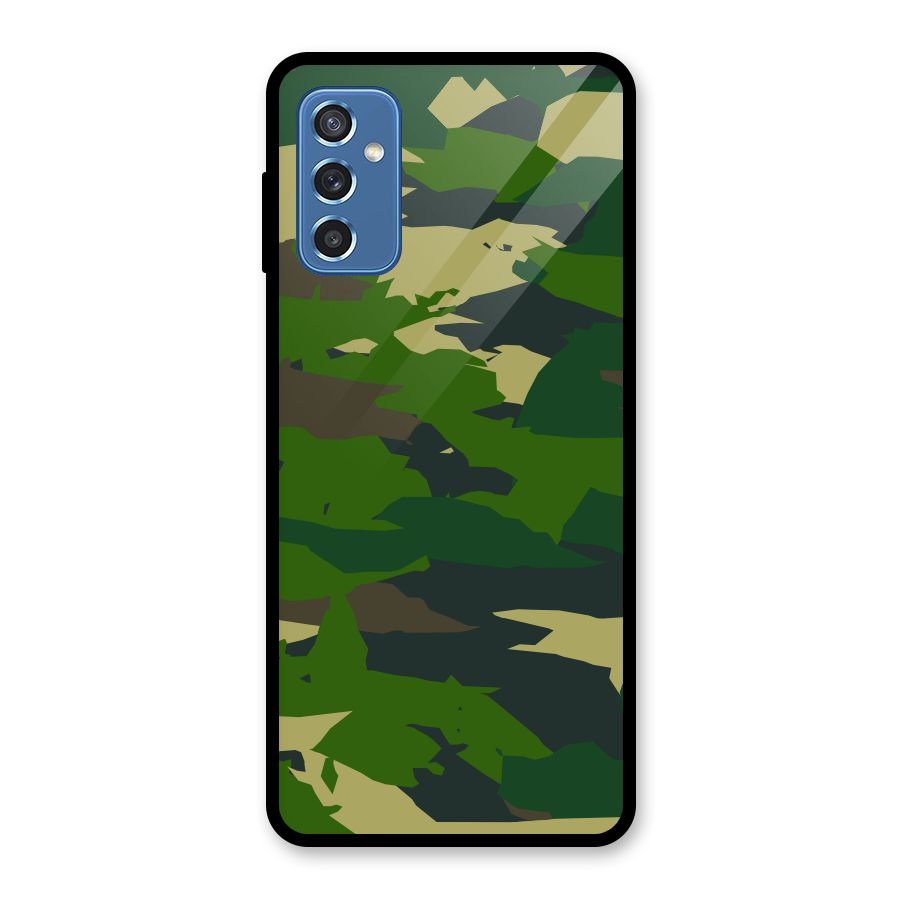 Green Camouflage Army Glass Back Case for Galaxy M52 5G