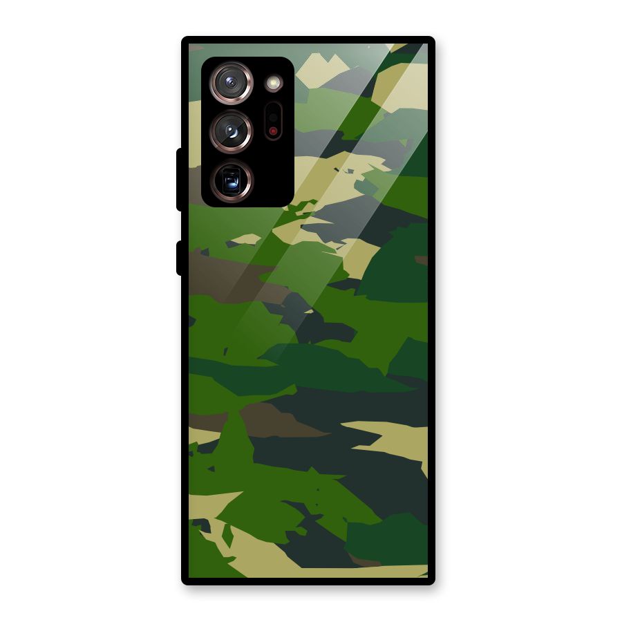 Green Camouflage Army Glass Back Case for Galaxy Note 20 Ultra