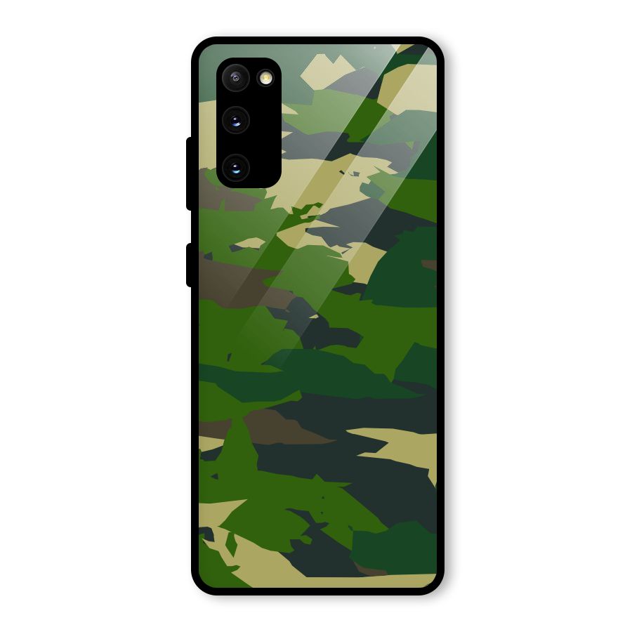 Green Camouflage Army Glass Back Case for Galaxy S20 FE