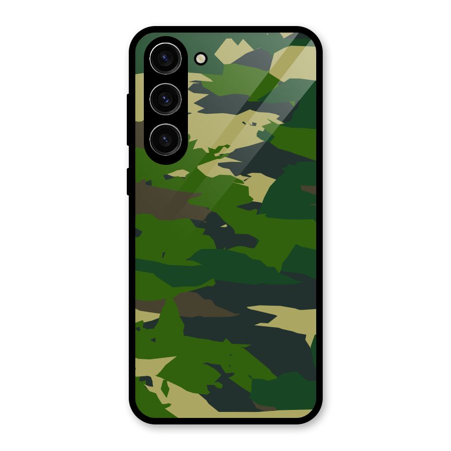 Green Camouflage Army Glass Back Case for Galaxy S23 Plus