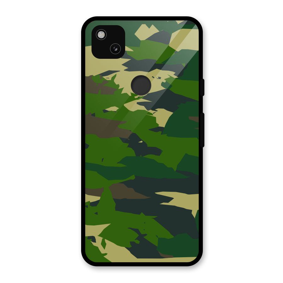 Green Camouflage Army Glass Back Case for Google Pixel 4a