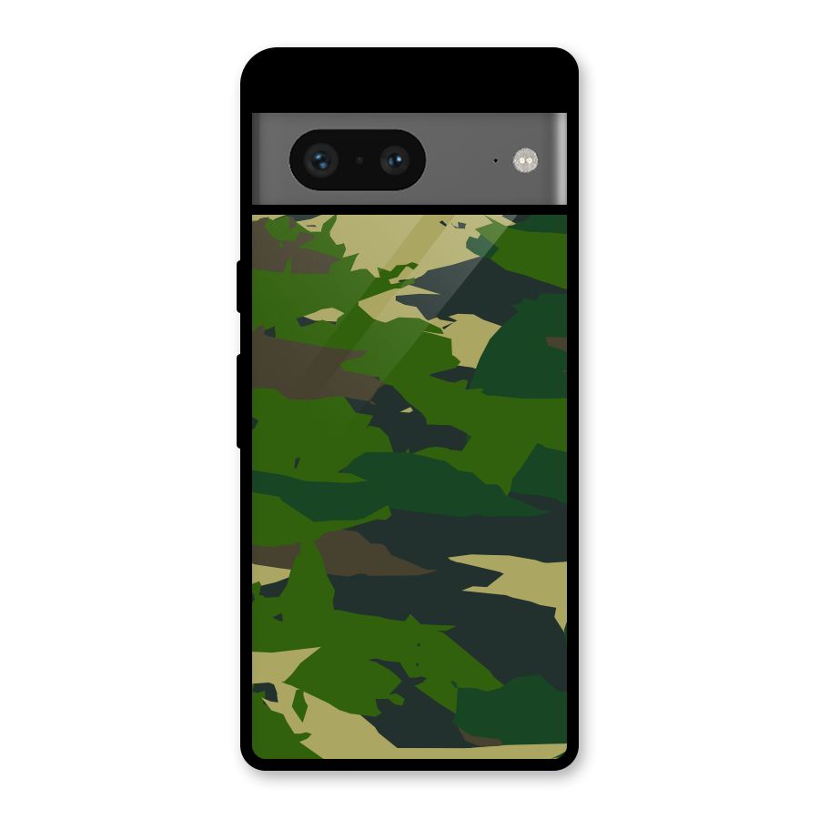 Green Camouflage Army Glass Back Case for Google Pixel 7
